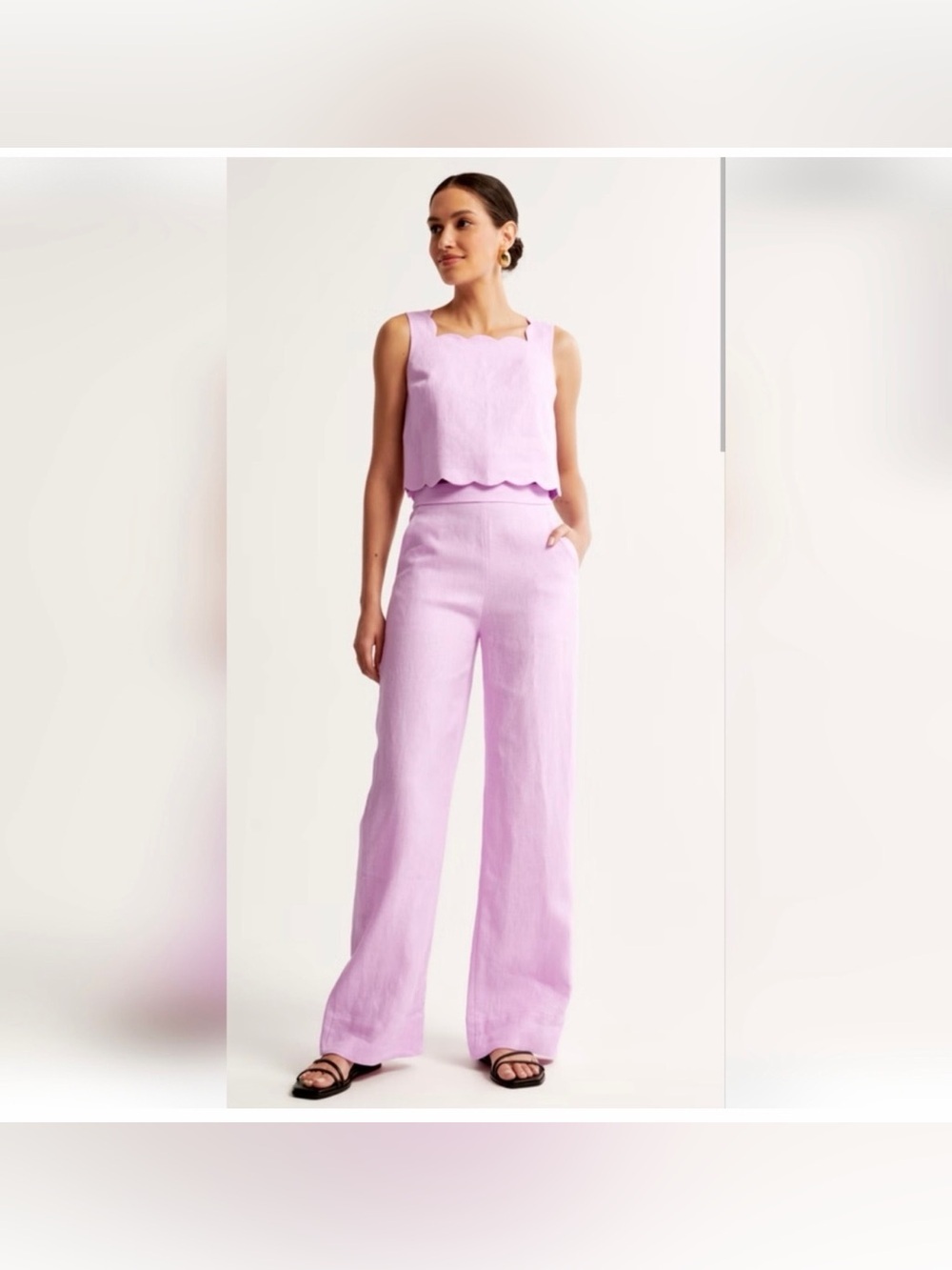 ABERCROMBIE & FITCH LINEN COLLECTION Linen Lilac Wide-Leg Pants Size 29/Short